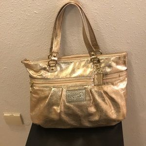 Coach Poppy gold tote bag